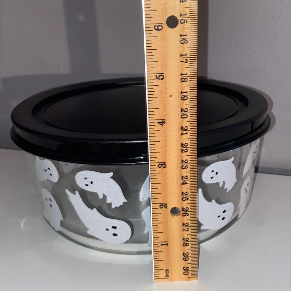 Halloween Bundle HYDE AND EEK Ghost Clear Glass Lg Storage Bowl, NWT Towel Set